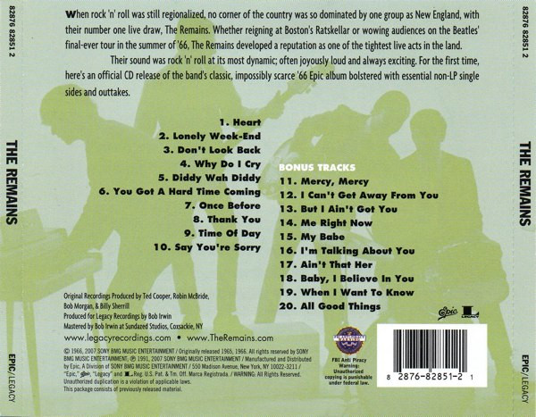 The Remains - The Remains CD | Epic (82876 82851 2) - 2 The Remains - The Remains CD | Epic (82876 82851 2) - 2