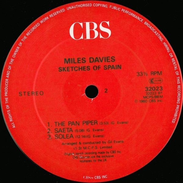 Miles Davis - Sketches Of Spain | CBS (CBS 32023) - 2