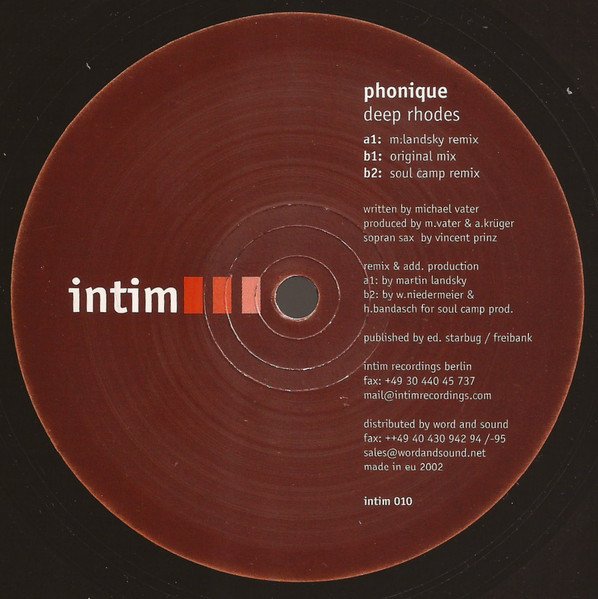 Phonique - Deep Rhodes | Intim Recordings (intim 010) - main Phonique - Deep Rhodes | Intim Recordings (intim 010) - main