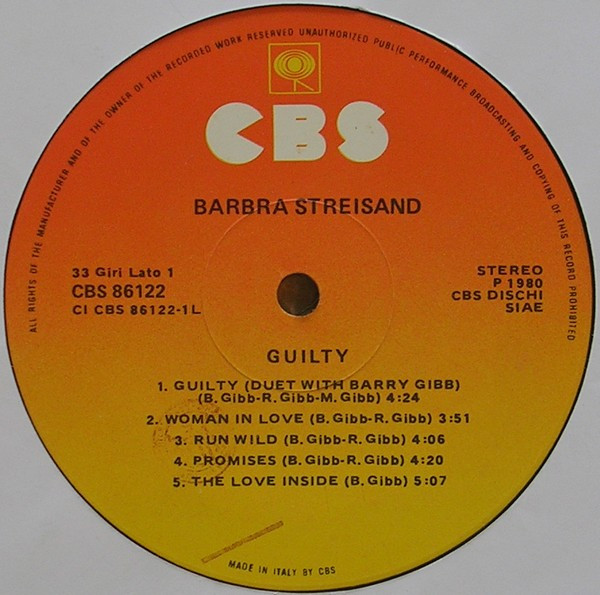 Barbra Streisand - Guilty | CBS (CBS 86122)