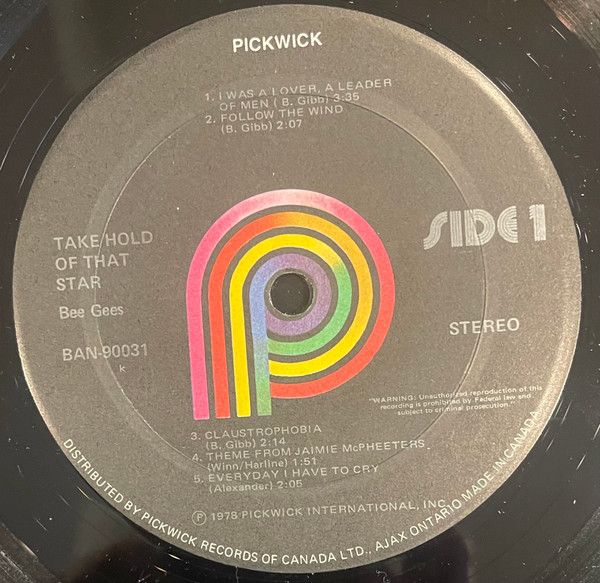 Bee Gees - Take Hold Of That Star [Vinyl] | Pickwick (BAN-90031) - 3