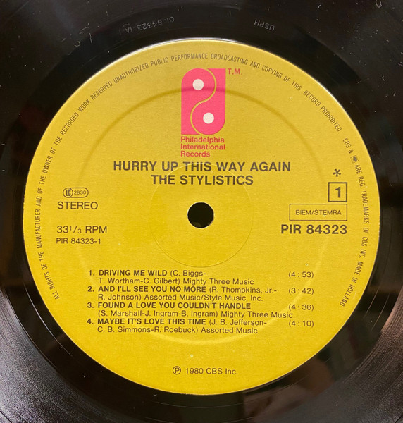 The Stylistics - Hurry Up This Way Again | Philadelphia International Records (PIR 84323) - 3 The Stylistics - Hurry Up This Way Again | Philadelphia International Records (PIR 84323) - 3