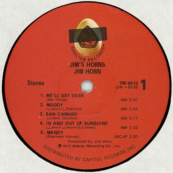 Jim Horn - Jim's Horns | Shelter Records (SW-8918) - 3