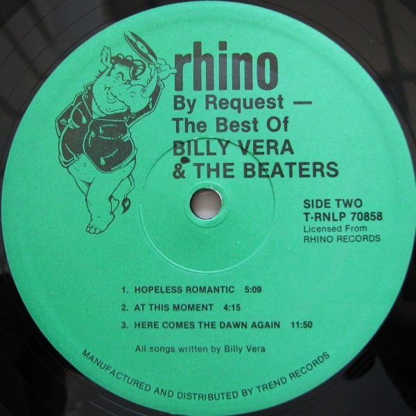 Billy Vera & The Beaters - By Request (The Best Of Billy Vera & The Beaters) | Rhino Records (T-RNLP 70858) - 3