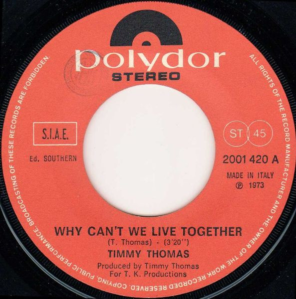 Timmy Thomas - Why Can't We Live Together / Funky Me | Polydor (2001 420) - 3