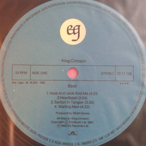 King Crimson - Beat | EG (23 11 156) - 3 King Crimson - Beat | EG (23 11 156) - 3