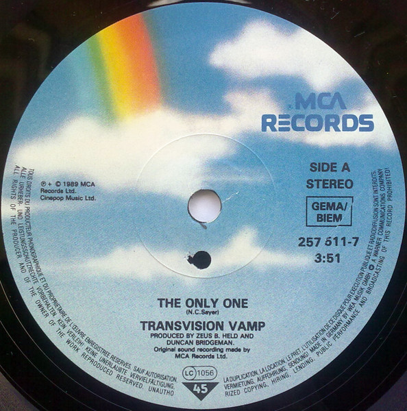 Transvision Vamp - The Only One | MCA Records (257 511-7) - 3 Transvision Vamp - The Only One | MCA Records (257 511-7) - 3