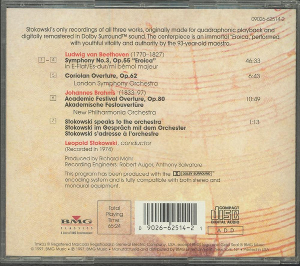Ludwig van Beethoven - Leopold Stokowski - Symphony No. 3 & Coriolan Overture | BMG (09026-62514-2) - 2 Ludwig van Beethoven - Leopold Stokowski - Symphony No. 3 & Coriolan Overture | BMG (09026-62514-2) - 2