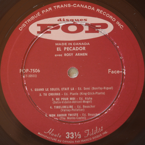 Rosy Armen - El Pecador | Disques Pop (POP-7506) - 4