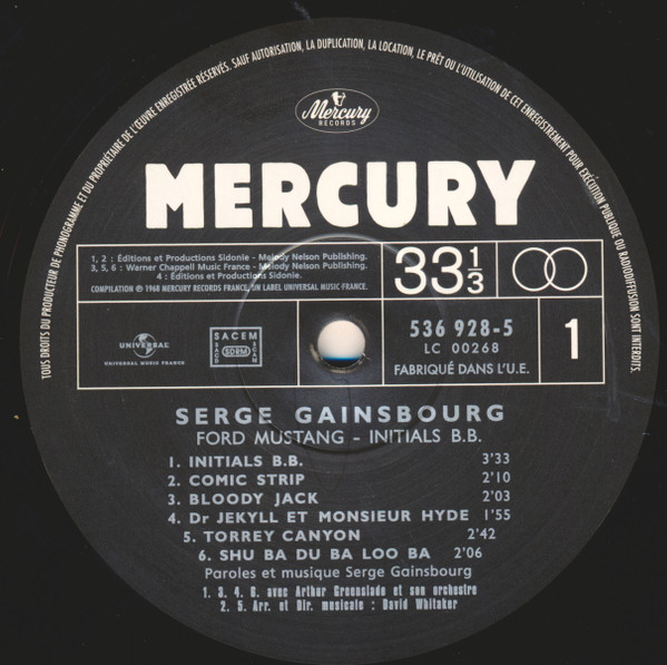 Serge Gainsbourg - Initials B.B. | Mercury (536 928-5) - 2 Serge Gainsbourg - Initials B.B. | Mercury (536 928-5) - 2