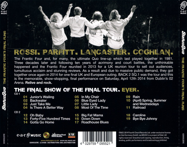 Status Quo - The Frantic Four's Final Fling - Live At The Dublin O2 Arena | Ear Music (0209552ERE) - 2