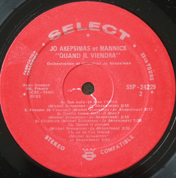 Jo Akepsimas , Mannick , Michel Scouarnec - Quand Il Viendra | Select (SSP-24229) - 4 Jo Akepsimas , Mannick , Michel Scouarnec - Quand Il Viendra | Select (SSP-24229) - 4