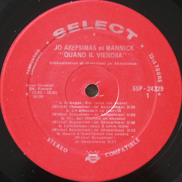Jo Akepsimas , Mannick , Michel Scouarnec - Quand Il Viendra | Select (SSP-24229) - 3 Jo Akepsimas , Mannick , Michel Scouarnec - Quand Il Viendra | Select (SSP-24229) - 3