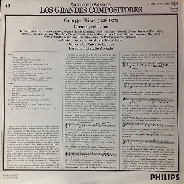 Georges Bizet , London Symphony Orchestra , Claudio Abbado - Carmen, Selección | Philips (68 51 088) - 2