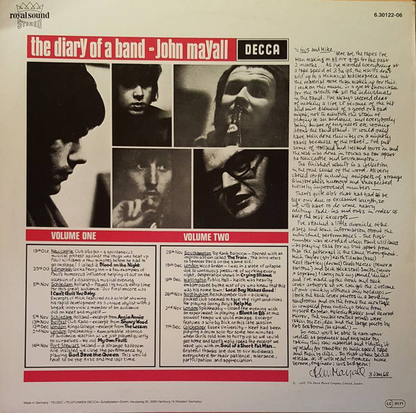 John Mayall & The Bluesbreakers - The Diary Of A Band Volume One | Decca (6.30122-06) - 2 John Mayall & The Bluesbreakers - The Diary Of A Band Volume One | Decca (6.30122-06) - 2