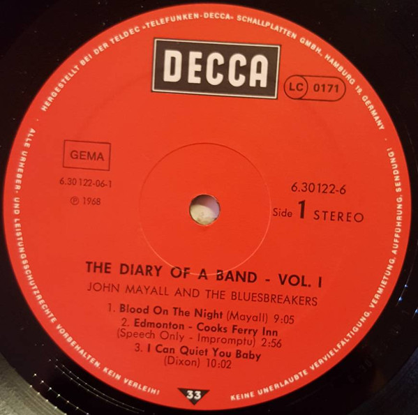 John Mayall & The Bluesbreakers - The Diary Of A Band Volume One | Decca (6.30122-06) - 3 John Mayall & The Bluesbreakers - The Diary Of A Band Volume One | Decca (6.30122-06) - 3