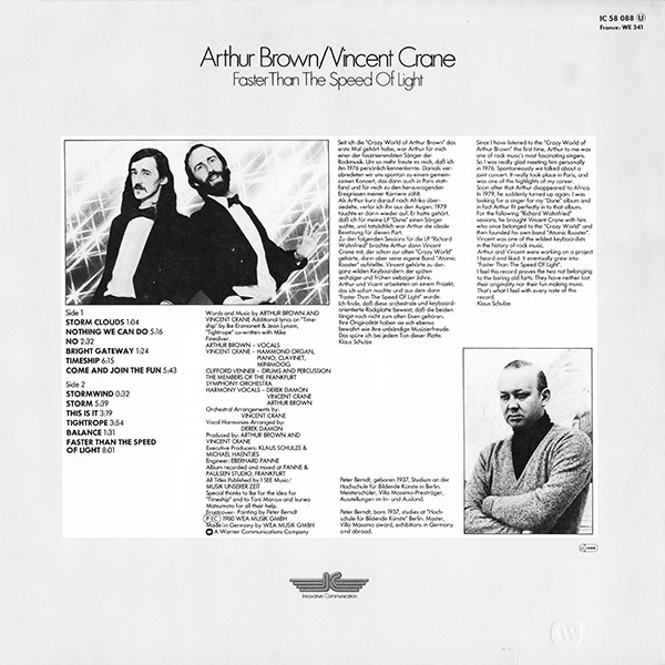 Arthur Brown / Vincent Crane - Faster Than The Speed Of Light | Innovative Communication (IC 58 088) - 2 Arthur Brown / Vincent Crane - Faster Than The Speed Of Light | Innovative Communication (IC 58 088) - 2