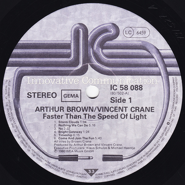 Arthur Brown / Vincent Crane - Faster Than The Speed Of Light | Innovative Communication (IC 58 088) - 3 Arthur Brown / Vincent Crane - Faster Than The Speed Of Light | Innovative Communication (IC 58 088) - 3