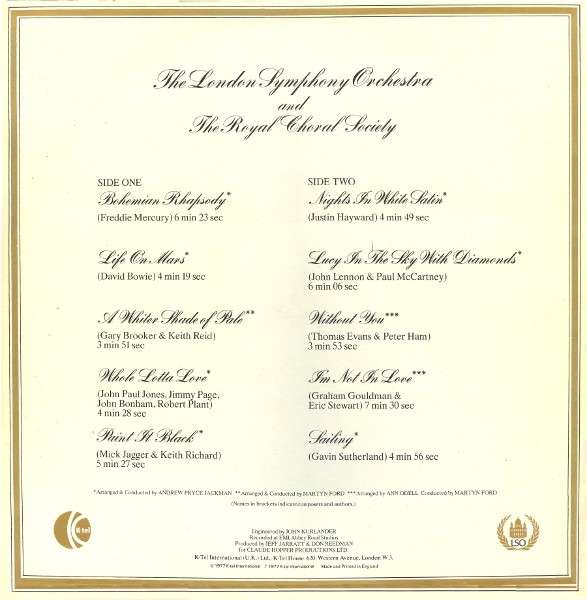 London Symphony Orchestra And The Royal Choral Society - Classic Rock | K-Tel (ONE 1009) - 3