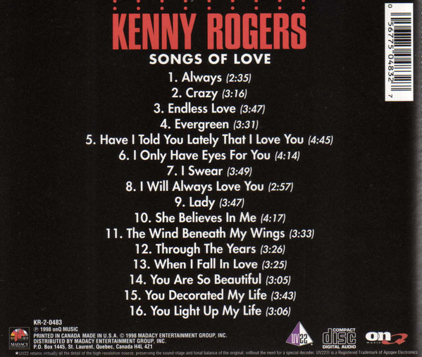 Kenny Rogers - Songs Of Love | Madacy Entertainment (KR-2-0483) - 2 Kenny Rogers - Songs Of Love | Madacy Entertainment (KR-2-0483) - 2
