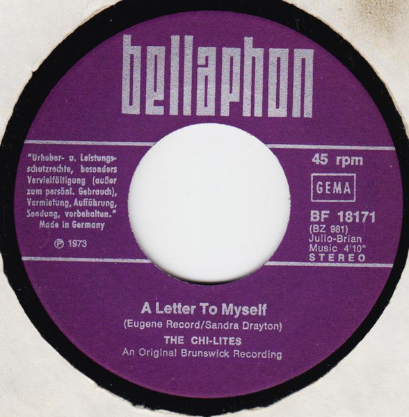 The Chi-Lites - A Letter To Myself / Sally | Bellaphon (BF 18171) - 2