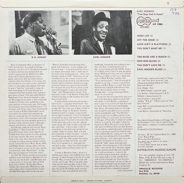 Earl Hooker - 2 Bugs And A Roach | Arhoolie Records (AR 19003) - 2 Earl Hooker - 2 Bugs And A Roach | Arhoolie Records (AR 19003) - 2