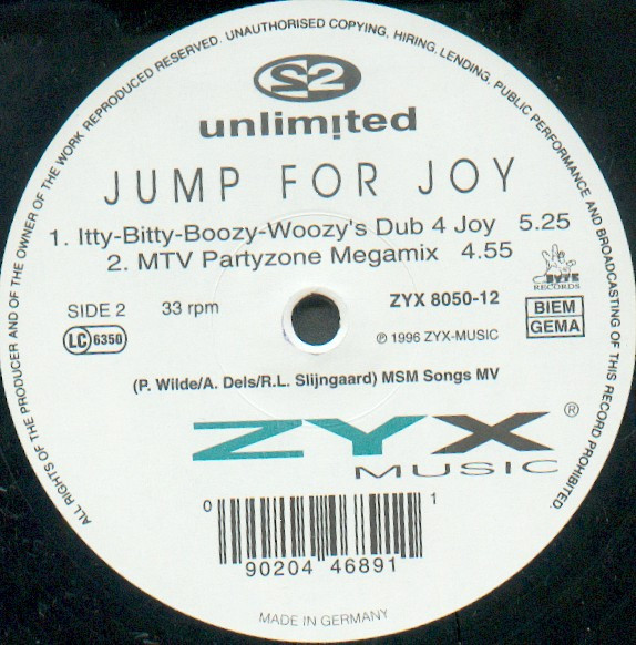 2 Unlimited - Jump For Joy | ZYX Music (ZYX 8050-12) - 2