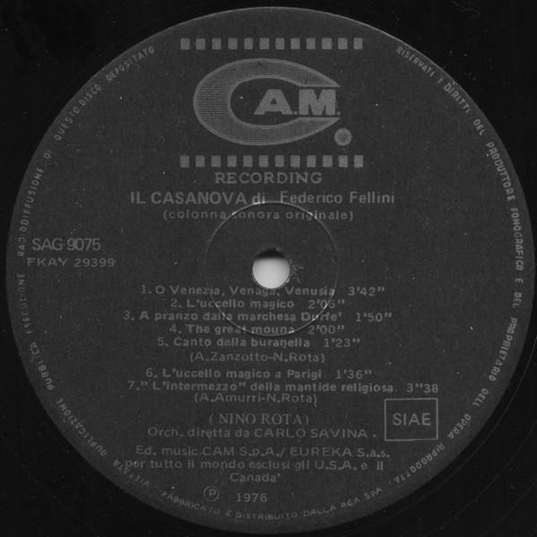 Nino Rota - Il Casanova Di Federico Fellini | Cam (SAG 9075) - 3 Nino Rota - Il Casanova Di Federico Fellini | Cam (SAG 9075) - 3