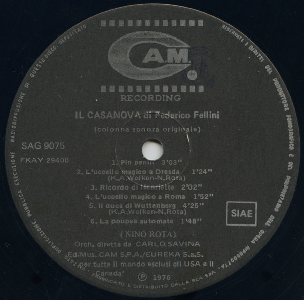 Nino Rota - Il Casanova Di Federico Fellini | Cam (SAG 9075) - 4 Nino Rota - Il Casanova Di Federico Fellini | Cam (SAG 9075) - 4