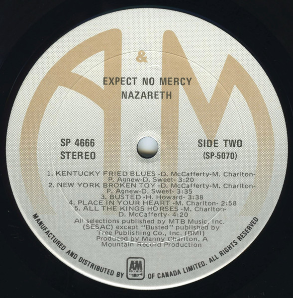 Nazareth - Expect No Mercy | A&M Records (SP-4666) - 4