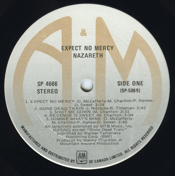 Nazareth - Expect No Mercy | A&M Records (SP-4666) - 3