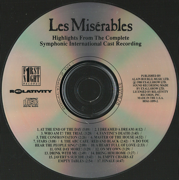 Alain Boublil & Claude-Michel Schönberg - Les Misérables: Highlights From The Complete Symphonic International Cast Recording | Relativity (88561-1099-2) - 3 Alain Boublil & Claude-Michel Schönberg - Les Misérables: Highlights From The Complete Symphonic International Cast Recording | Relativity (88561-1099-2) - 3