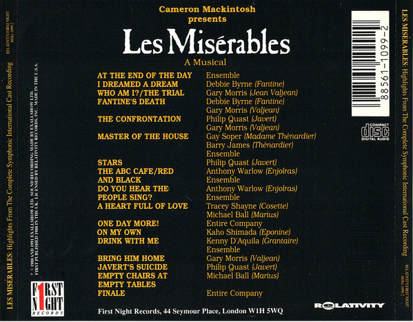 Alain Boublil & Claude-Michel Schönberg - Les Misérables: Highlights From The Complete Symphonic International Cast Recording | Relativity (88561-1099-2) - 2 Alain Boublil & Claude-Michel Schönberg - Les Misérables: Highlights From The Complete Symphonic International Cast Recording | Relativity (88561-1099-2) - 2