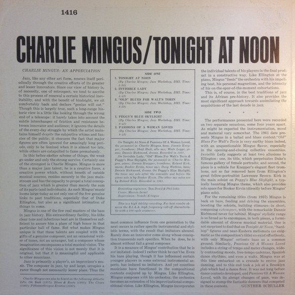Charles Mingus - Tonight At Noon | Atlantic (LPA 1416) - 2 Charles Mingus - Tonight At Noon | Atlantic (LPA 1416) - 2