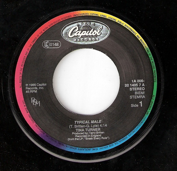 Tina Turner - Typical Male | Capitol Records (1A 006-20 1405 7) - 3 Tina Turner - Typical Male | Capitol Records (1A 006-20 1405 7) - 3