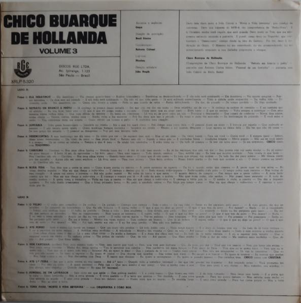 Chico Buarque De Hollanda - Chico Buarque De Hollanda Volume 3 | RGE (XRLP-5.320) - 2