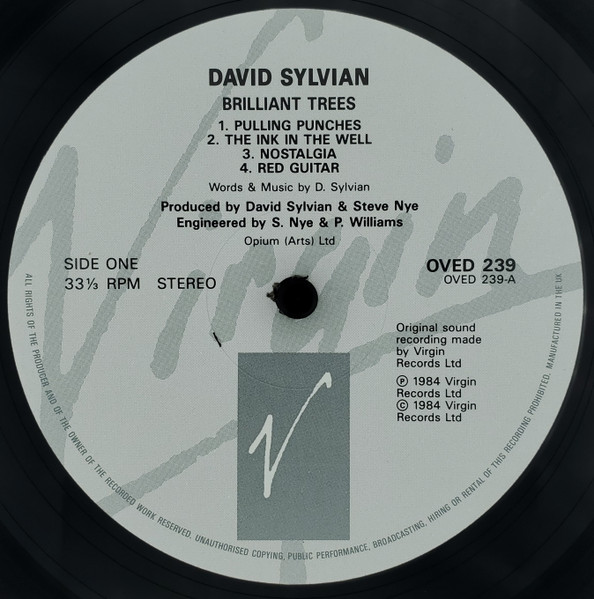 David Sylvian - Brilliant Trees | Virgin (OVED 239) - 3