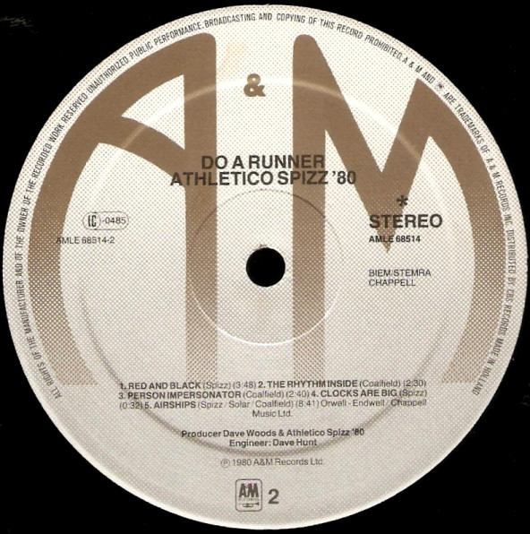 Athletico Spizz 80 - Do A Runner | A&M Records (AMLE 68514) - 4 Athletico Spizz 80 - Do A Runner | A&M Records (AMLE 68514) - 4
