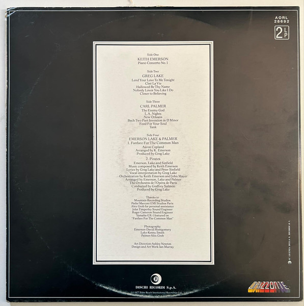 Emerson, Lake & Palmer - Works Volume 1 | Ricordi (AORL 28692) - 2