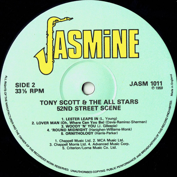 Tony Scott All-Stars - 52nd Street Scene | Jasmine Records (JASM 1011) - 4