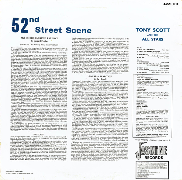 Tony Scott All-Stars - 52nd Street Scene | Jasmine Records (JASM 1011) - 2