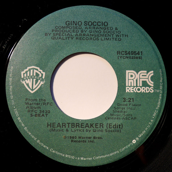 Gino Soccio - Heartbreaker / I Wanna Take You There (Now) | Warner Bros. Records (RCS 49541)