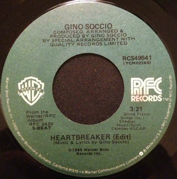Gino Soccio - Heartbreaker / I Wanna Take You There (Now) | Warner Bros. Records (RCS 49541) - 3 Gino Soccio - Heartbreaker / I Wanna Take You There (Now) | Warner Bros. Records (RCS 49541) - 3