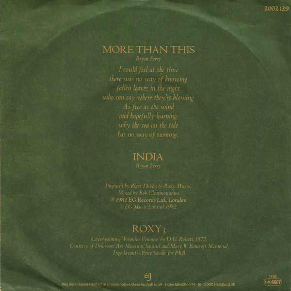 Roxy Music - More Than This | EG (2002 129) - 2
