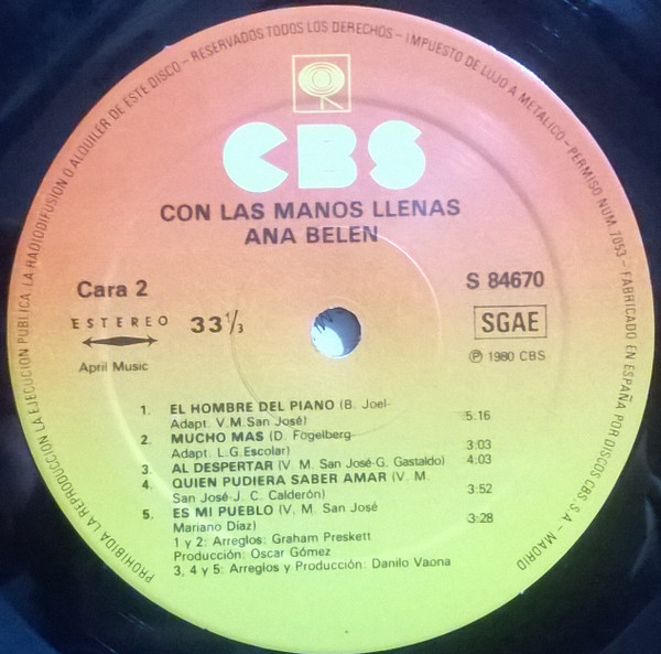 Ana Belén - Con Las Manos Llenas | CBS (S 84670) - 4