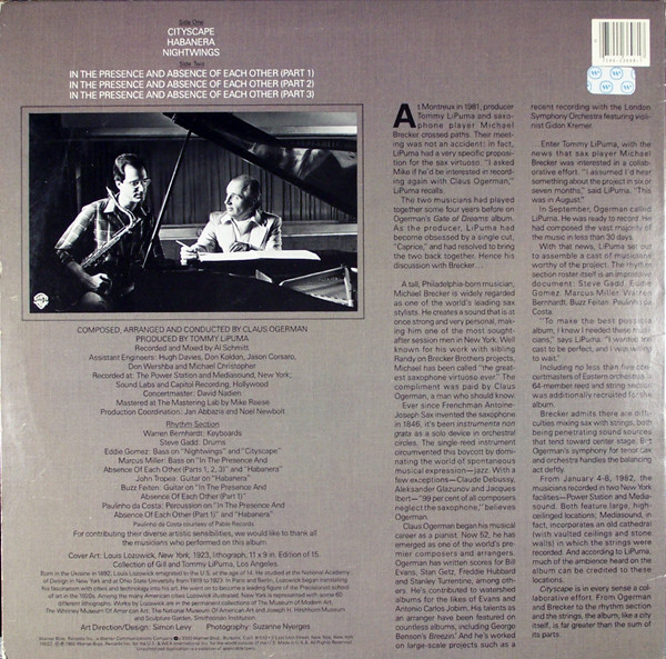 Claus Ogerman / Michael Brecker - Cityscape | Warner Bros. Records (9 23698-1) - 2