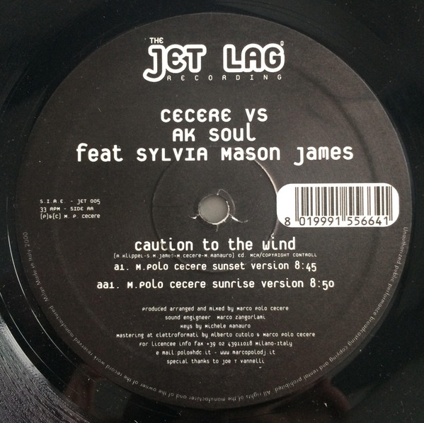 Marco Cecere Vs A.K. Soul Feat Sylvia Mason-James - Caution To The Wind | Jet Lag Recordings (JET 005) - main