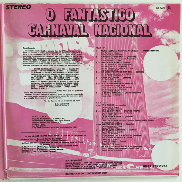 Clélio Ribeiro - O Fantastico Carnaval Nacional | Disques DOM (DA 3402) - 3