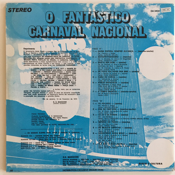 Clélio Ribeiro - O Fantastico Carnaval Nacional | Disques DOM (DA 3402) - 4