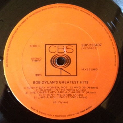 Bob Dylan - Bob Dylan's Greatest Hits | CBS (SBP 233407 (KCS 9463)) - main Bob Dylan - Bob Dylan's Greatest Hits | CBS (SBP 233407 (KCS 9463)) - main
